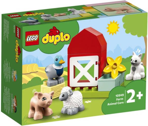 Lego 10949 DUPLO Town Boerderij Dierenverzorging Speelgoed voor Peuters met Figuren van een Eend, Varken, Schaap en Kat
