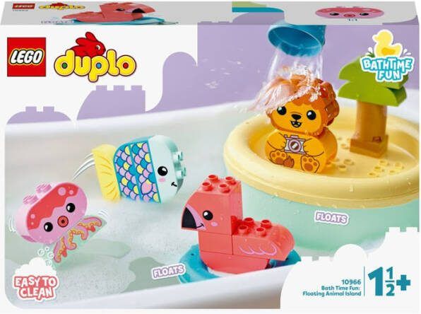 Lego 10966 DUPLO Pret in Bad Drijvend Diereneiland Badspeelgoed voor Baby's en Peuters vanaf 1 .5+ Jaar Oud, Babyspeelgoed