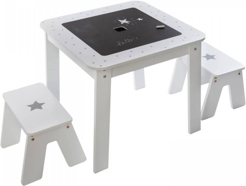 4Goodz Boy Set 3 delige Set Kindertafel Met Stoelen 57x57x51cm Wit