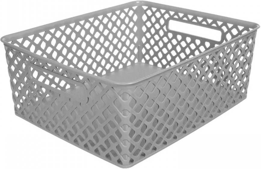 5Five Opbergmand Kunststof Rechthoek Grijs 29 X 35, 5 X 13, 5 Cm Opbergmanden