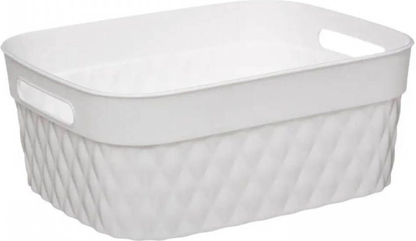 5Five Opbergmand Kunststof Rechthoek Wit 21 X 27, 5 X 11 Cm Opbergmanden