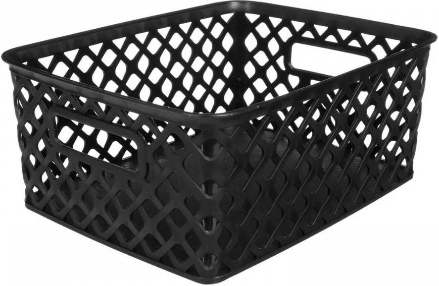 5Five Opbergmand Kunststof Rechthoek Zwart 19, 7 X 25, 6 X 10, 5 Cm Opbergmanden