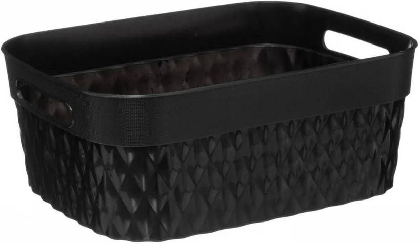 5Five Opbergmand Kunststof Rechthoek Zwart 24, 8 X 33 X 12, 8 Cm Opbergmanden