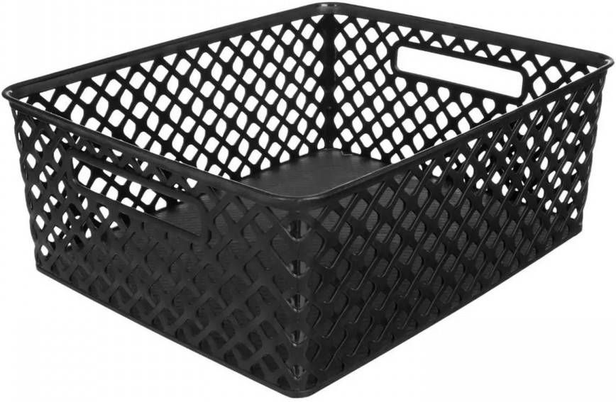 5Five Opbergmand Kunststof Rechthoek Zwart 29 X 35, 5 X 13, 5 Cm Opbergmanden