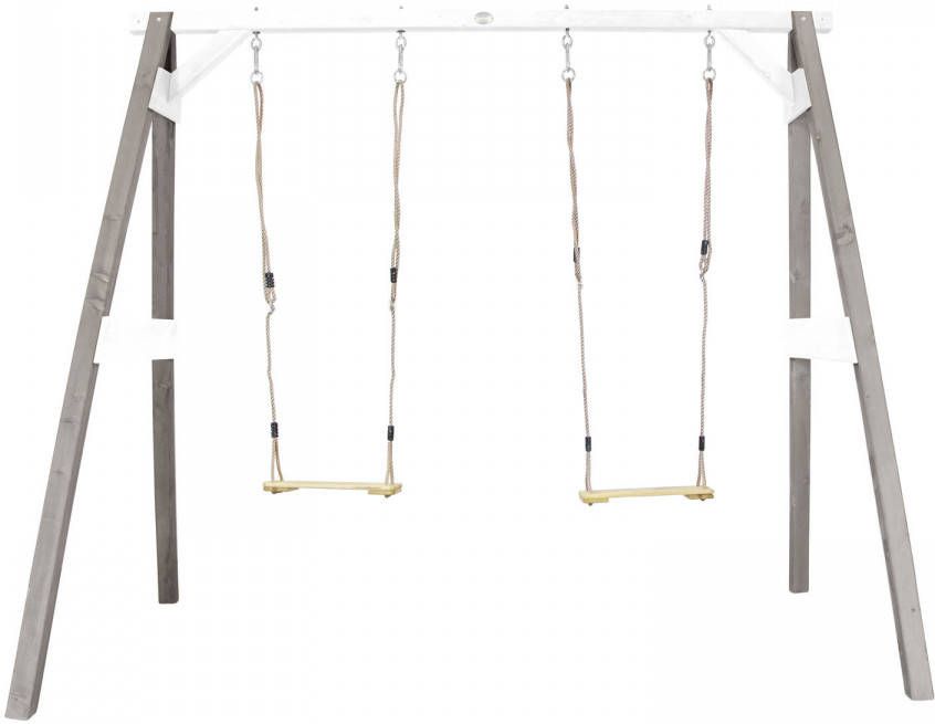 AXI Dubbele Schommel Van Hout In Grijs & Wit Vrijstaande Schommel Voor Kinderen Met Houten Schommelzitjes