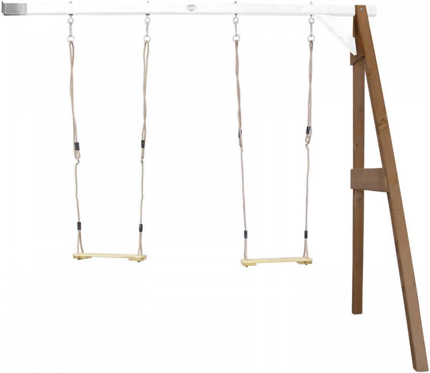 AXI Dubbele Schommel Van Hout In Wit & Bruin Schommel Met Muurbevestiging Voor Kinderen Met Houten Schommelzitjes
