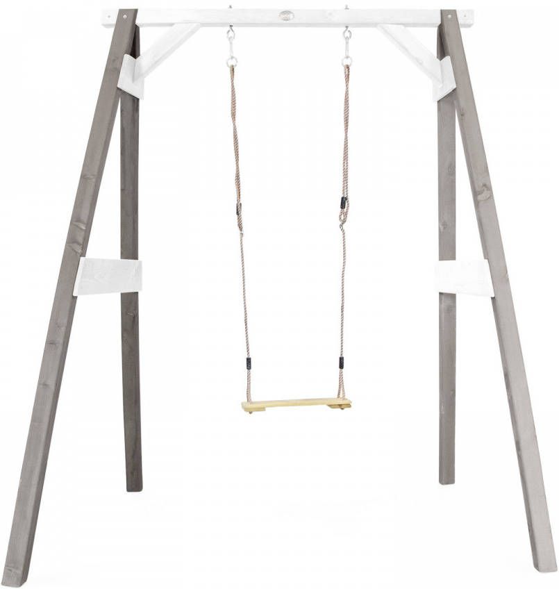 AXI Enkele Schommel Van Hout In Grijs & Wit Vrijstaande Schommel Voor Kinderen In Met Houten Schommelzitje