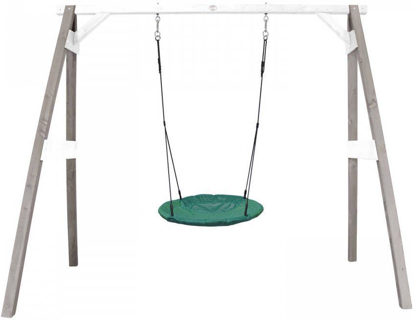 AXI Nestschommel Summer Met Frame Van Hout In Grijs & Wit Vrijstaande Schommel Voor Kinderen Met Nest Schommelzitje