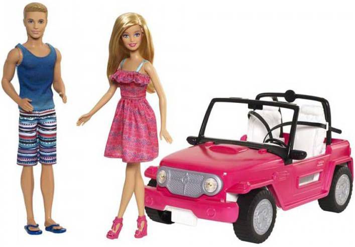Barbie Beach Cruiser auto met Ken & Barbie