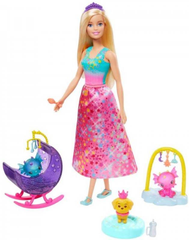 Barbie Fairytale Dreamtopia Speelset Fee Prinses met Honey & Baby Draakjes
