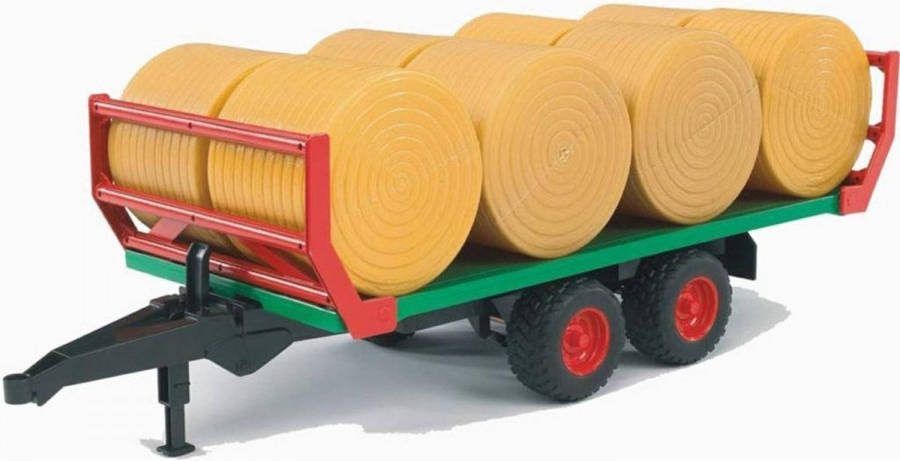 Bruder ® Aanhanger voor speelgoedauto Transportaanhanger met 8 ronde balen 02220, made in germany