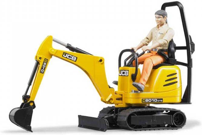 Bruder ® JCB Minigraafmachine 8010 CTS en bouwvakker 62002 Jongen