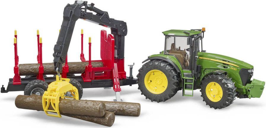 bruder ® John Deere 7930 met oplegger, laadkraan en 4 boomstammen 03054 Kleurrijk Jongen