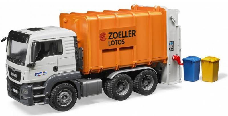 Bruder Man Tgs Vuilniswagen 1 16 Kunststof Oranje(03762 )