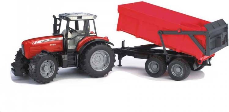 Bruder Massey Ferguson Tractor Rood 7480 Met Aanhanger