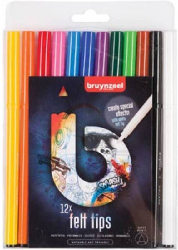 Bruynzeel Viltstiften Super Points Dark, Etui Met 12 Stuks