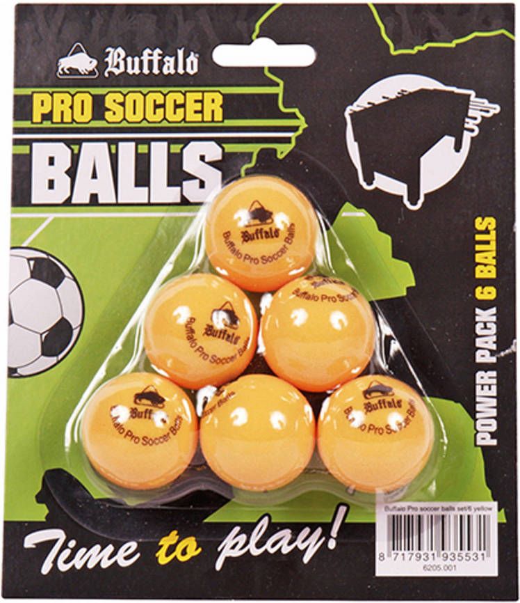 Buffalo Pro Tafelvoetbal Balletjes Set Van 6 Geel