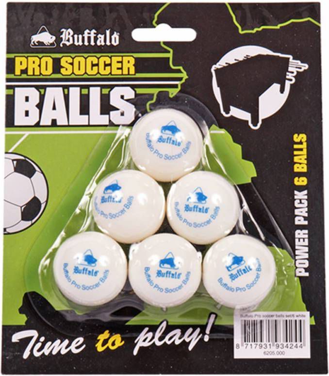 Buffalo Pro Tafelvoetbal Balletjes Set Van 6 Wit
