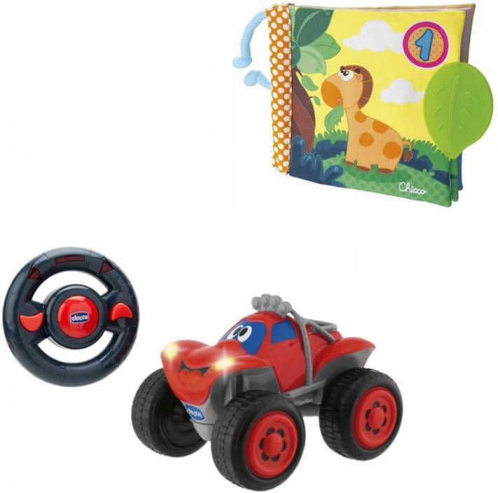 Chicco Bundel Billy Bigwheels Bestuurbare Speelgoedauto Rood & Babyboekje Junior 19 X 19 Cm Polyester Geel/groen