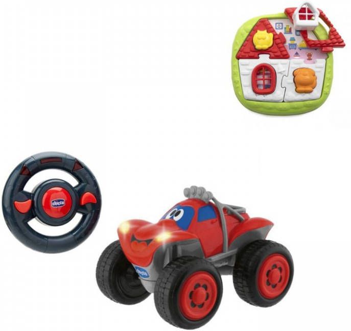 Chicco Bundel Billy Bigwheels Bestuurbare Speelgoedauto Rood & Puzzel 2 in 1 Huispuzzel