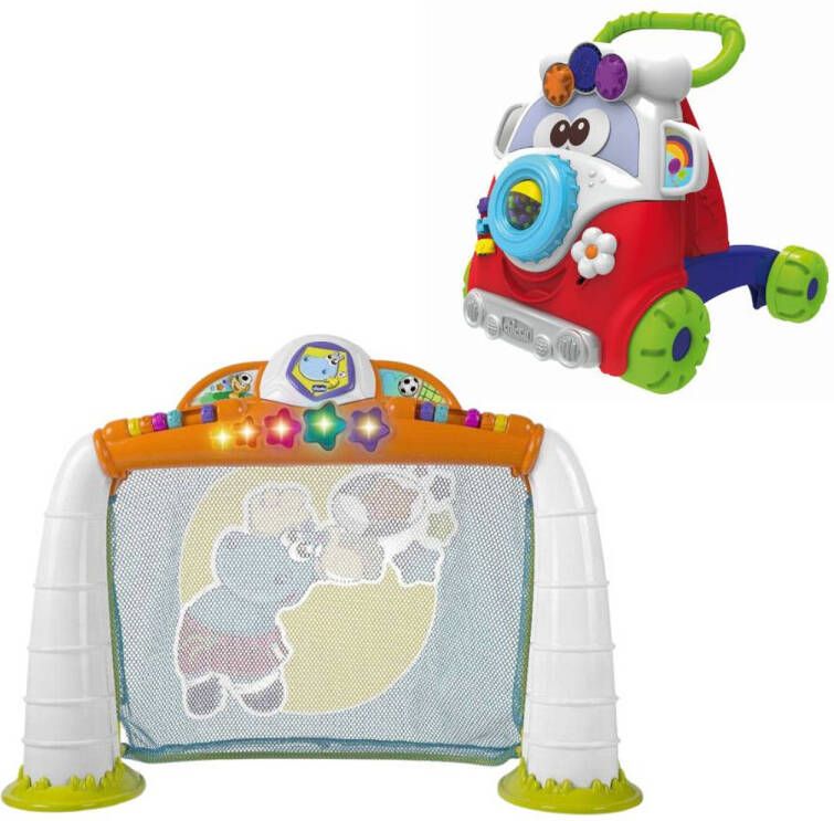 Chicco Bundel Elektronisch Voetbaldoel & Babywalker Happy Hippie Looptrainer