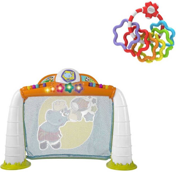 Chicco Bundel Elektronisch Voetbaldoel & Rammelaar Regenboog Speelringen