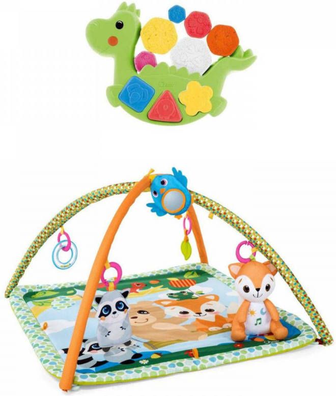 Chicco Bundel Speelkleed Magic Forest Relax & Play & Puzzel/Vormenstoof Dino