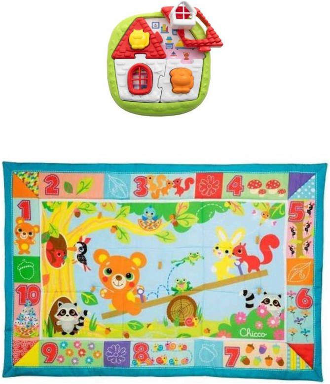 Chicco Bundel Speelkleed Xxl Formaat Beestenbos & Puzzel 2 in 1 Huispuzzel
