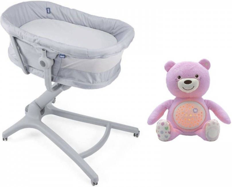 Chicco Bundel Verschoontafel Accessoire Voor Baby Hug Wieg & First Dreams Knuffel Beer Projector Roze