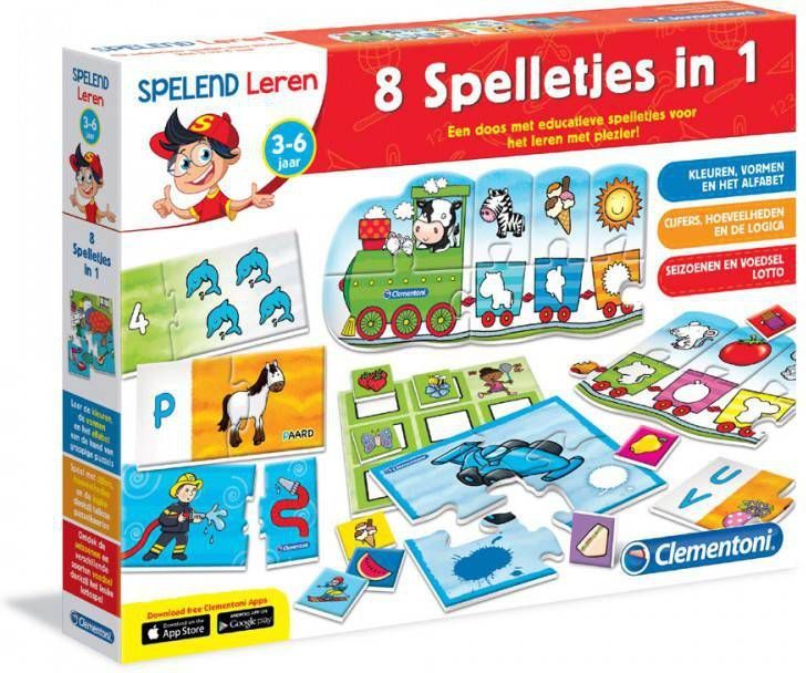 Clementoni Spelend Leren 8 Spelletjes in 1