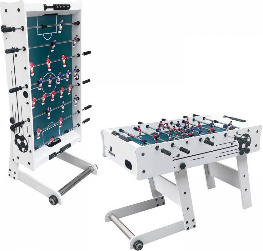 Cougar Scorpion Kick Ts Voetbaltafel Opklapbaar In Wit Tafelvoetbal Tafel Incl. 2 Ballen En Scoreteller
