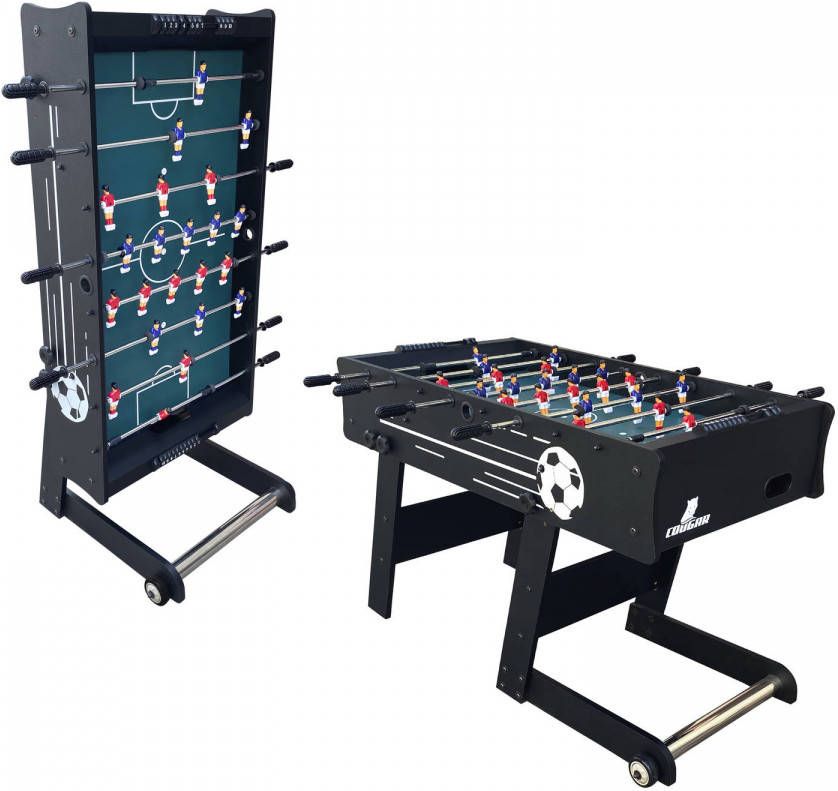 Cougar Scorpion Kick Ts Voetbaltafel Opklapbaar In Zwart Tafelvoetbal Tafel Incl. 2 Ballen En Scoreteller