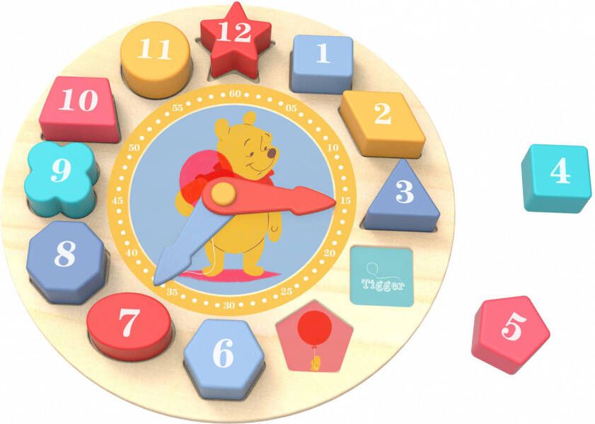 Disney Leerklok/vormenpuzzel Winnie The Pooh 22 Cm Hout 13 delig