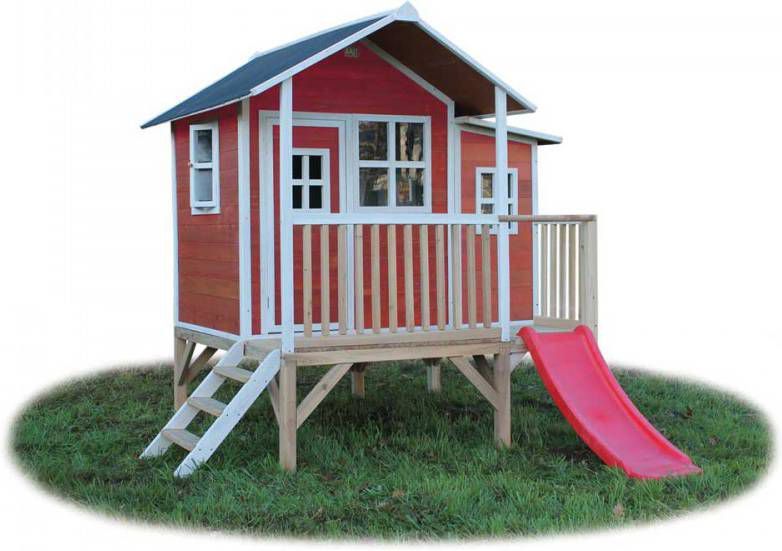 EXIT Toys Exit Loft 350 Speelhuisje Met Glijbaan Rood