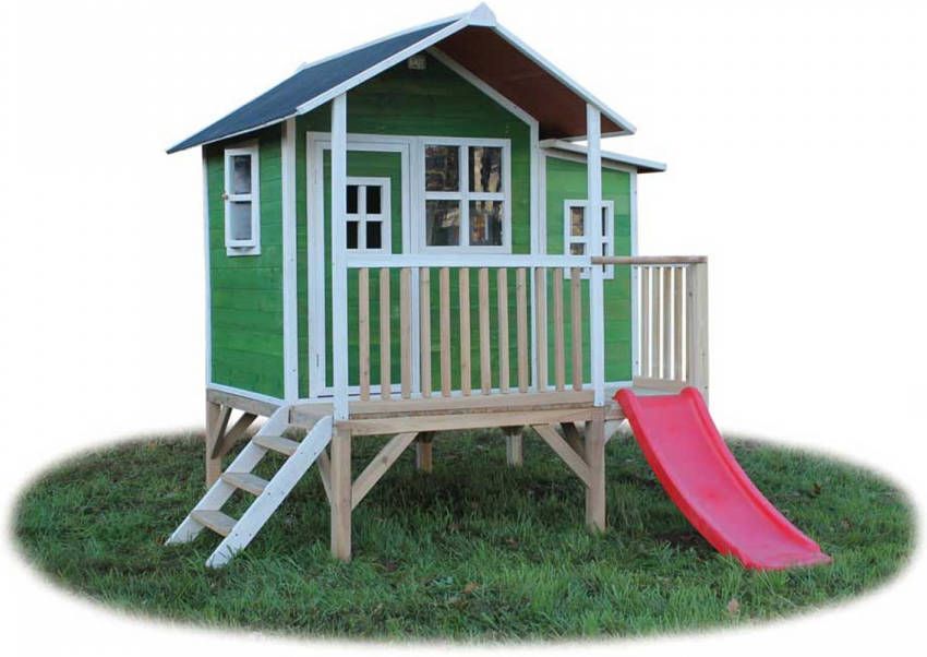 EXIT Toys Exit Loft 350 Speelhuisje Met Glijbaan Groen