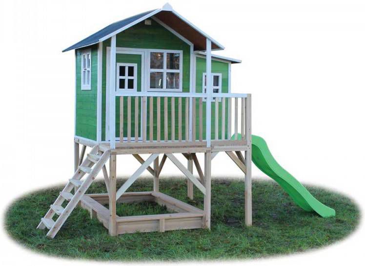 EXIT Toys Exit Loft 550 Speelhuisje Op Poten Met Glijbaan Groen