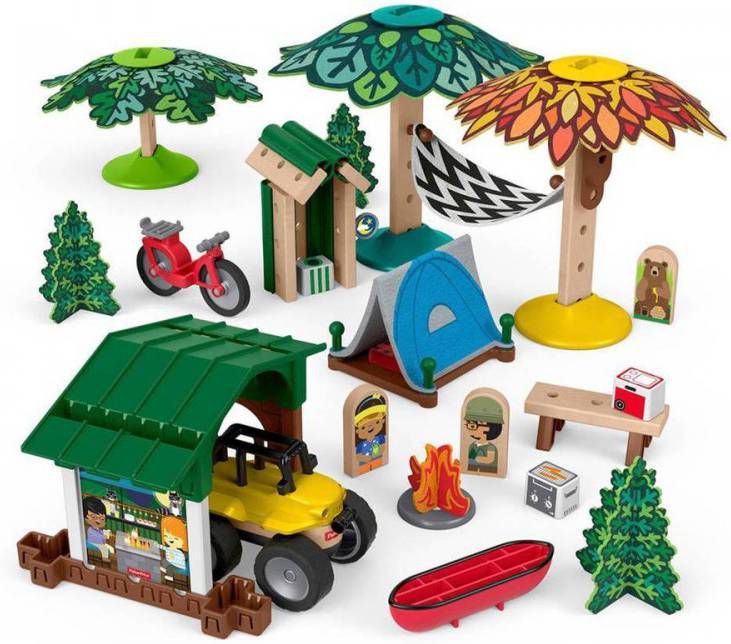 Fisher price Bouwpakket Wonder Makers Camping Hout 70 delig