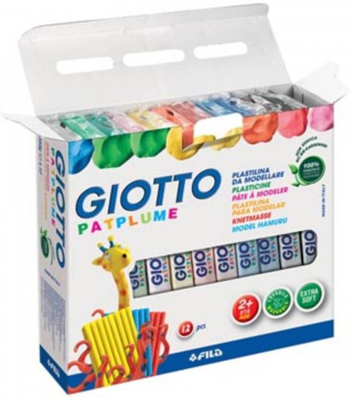 Fan Toys Giotto Patplume Boetseerpasta, Doos Met 12 Pakken Van 350 G In Geassorteerde Kleuren