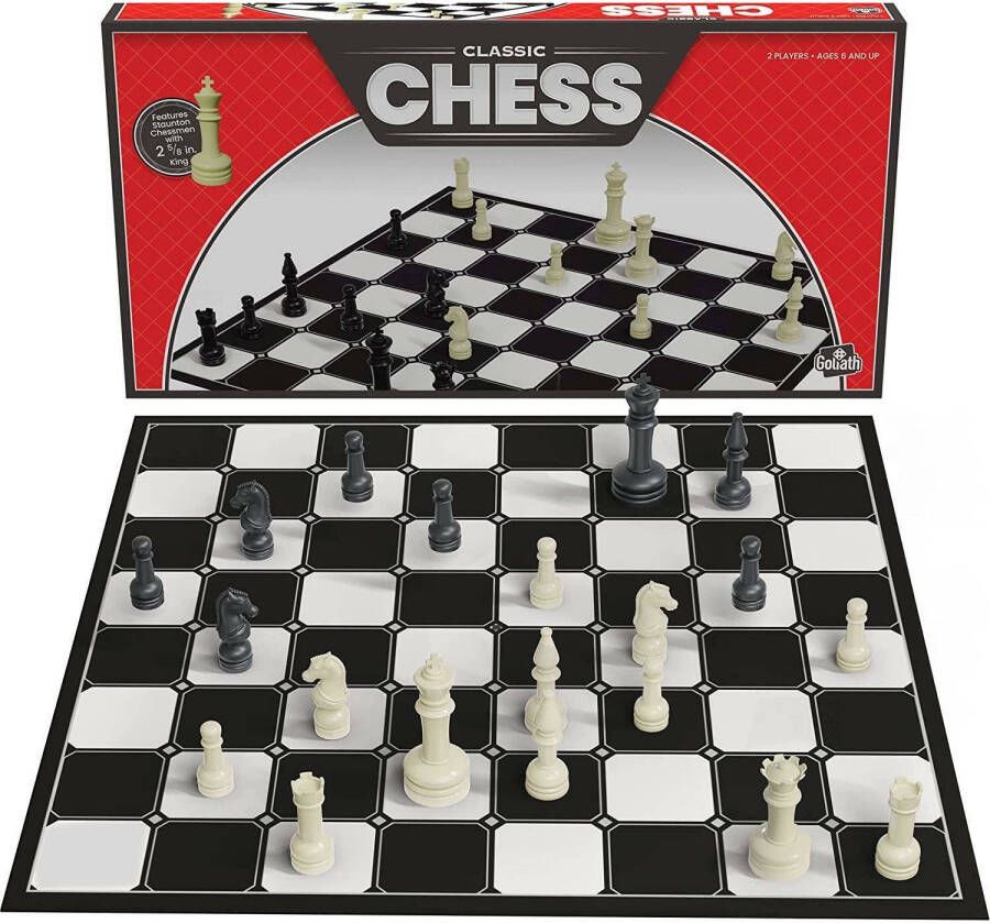Goliath Classic Chess Schaakspel Met Opvouwbaar Bord En Schaakstukken Op Ware Grootte