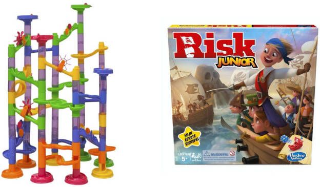 Hasbro Spellenset Bordspel 2 Stuks Knikkerbaan 112 delig & Risk Junior