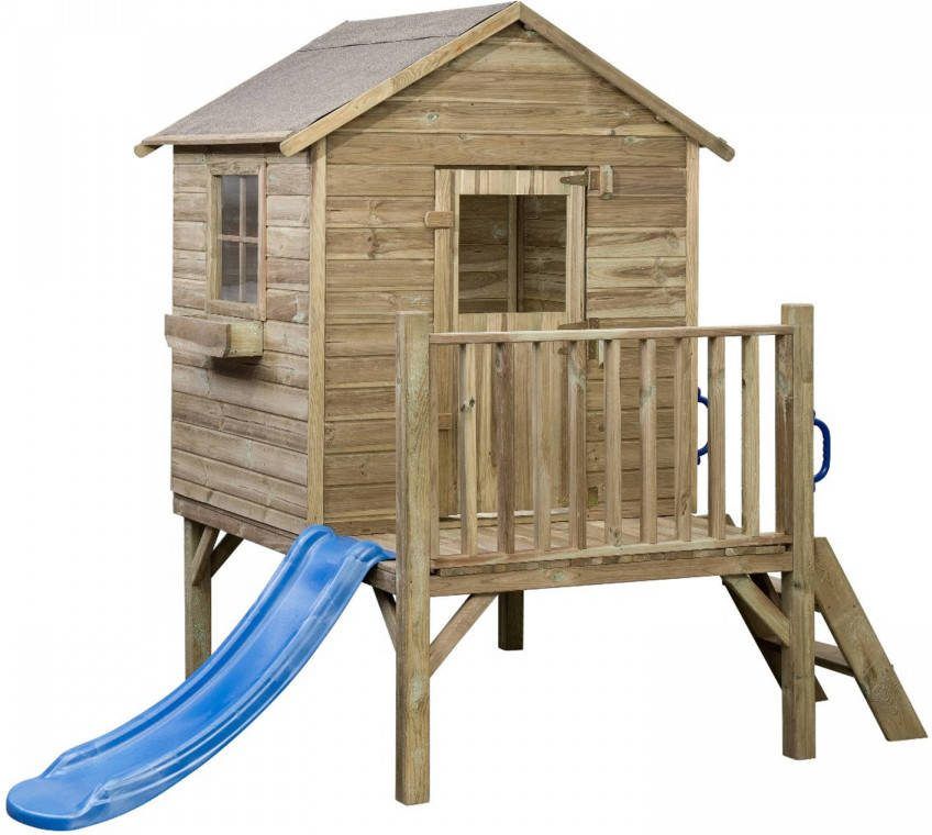 Intergard Houten Speelhuisje Guillem Met Glijbaan 177x184x210cm