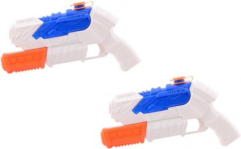 Johntoy 2x Waterpistool/waterpistolen Wit/blauw 27 Cm Waterpistolen