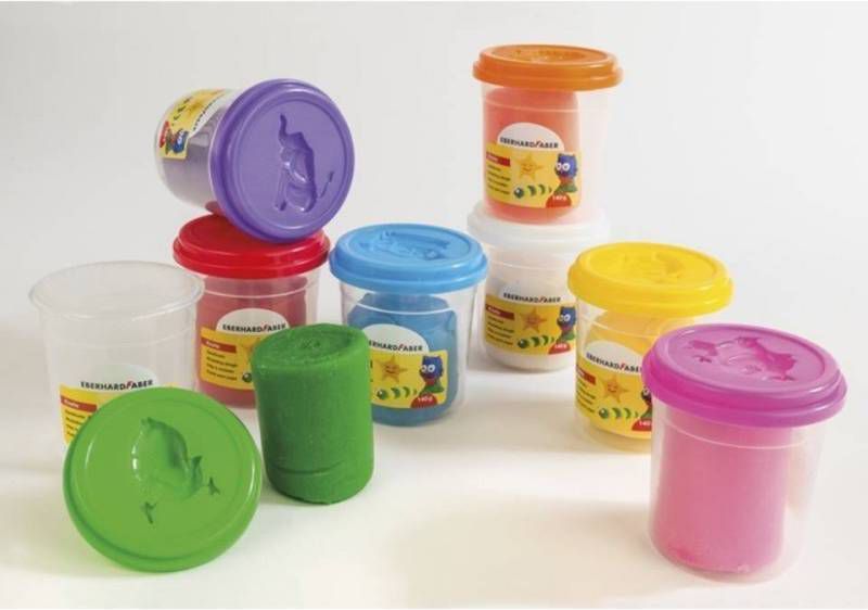 Masskas Kinderklei Eberhard Faber In Beker, 140gr Oranje, Roze, Groen, Paars