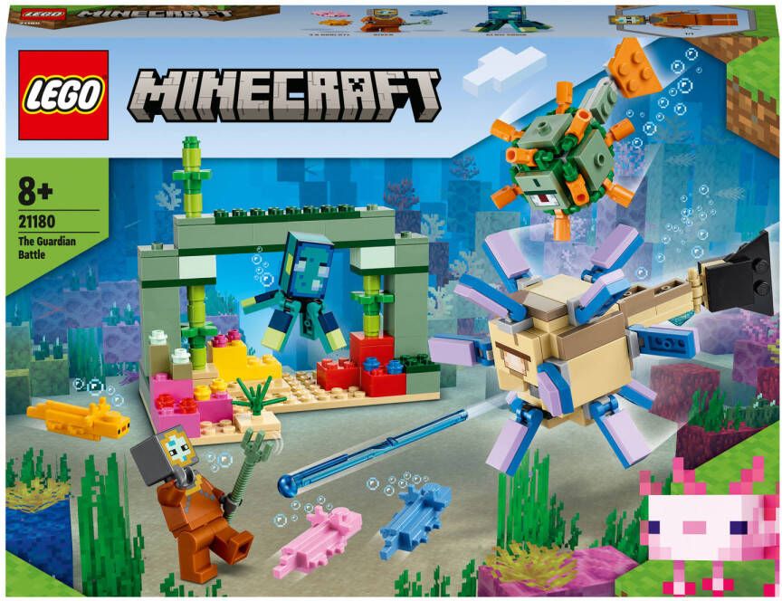 Lego 21180 Minecraft De Bewakersstrijd, Onderwateravontuur Bouwspeelgoed voor Kinderen van 8+ Jaar met Vijandspoppetjes