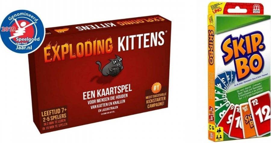 Mattel Spellenbundel Kaartspel 2 Stuks Exploding Kittens & Skip bo