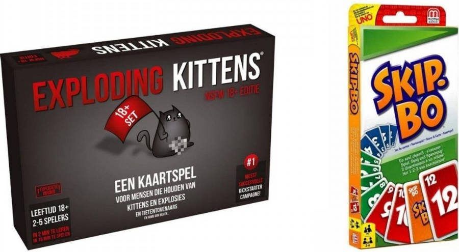 Mattel Spellenbundel Kaartspel 2 Stuks Exploding Kittens Nsfw(18+)& Skip bo