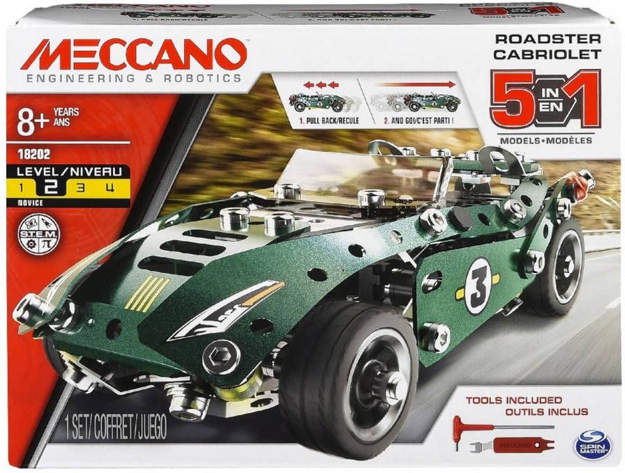Meccano Bouwpakket 5 in 1 Set Roadster Groen