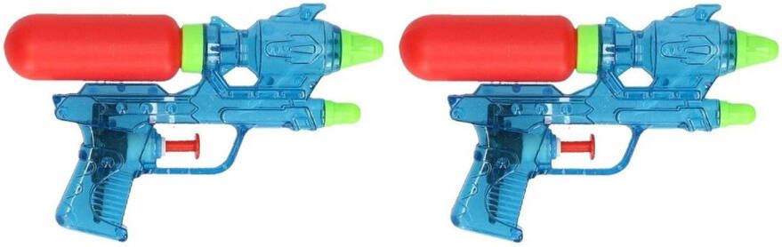 Merkloos 2x Voordelige Waterpistolen Blauw 18 Cm Waterpistolen