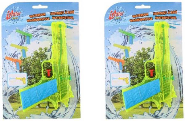 Merkloos 2x Waterpistolen/waterpistool Geel Van 18 Cm Kinderspeelgoed Waterpistolen