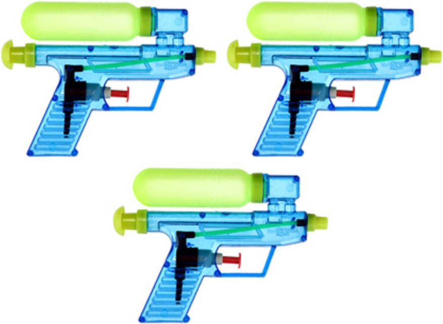 Merkloos 3x Waterpistool/waterpistolen Blauw 15 Cm Waterpistolen